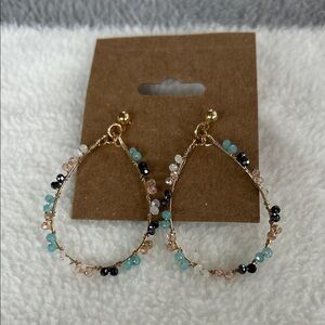 Elegant Gold Beaded Hoop Earrings